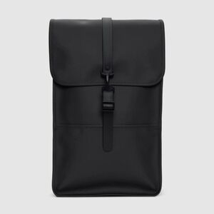 Rains Black Waterproof Laptop Backpack Matte Rucksack Macrobond Logo Minimalist